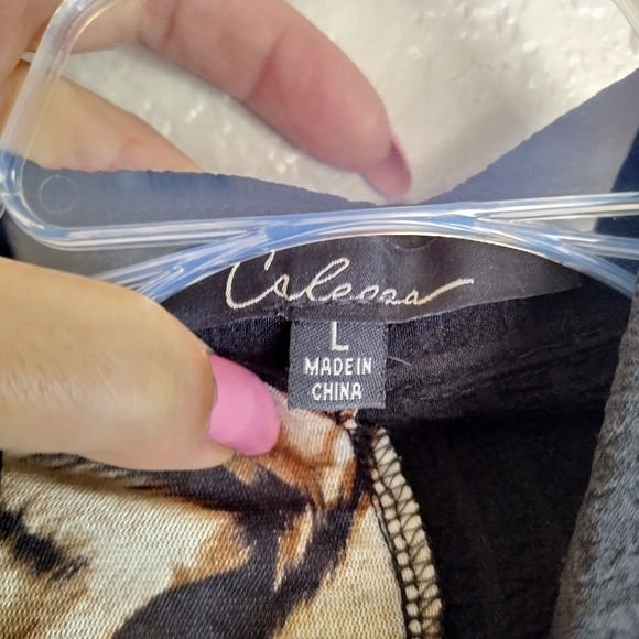 Calessa color block button down velour blouse sz L - Picture 6 of 9